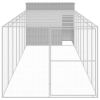 Dog House with Run Light Gray 84.3"x340.6"x71.3" Galvanized Steel