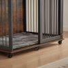 Furniture type dog cage iron frame door with cabinet, top can be opened and closed. Rustic Brown, 43.7'' W x 29.9'' D x 42.2'' H