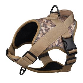 Dog Harness; large dog training tactical chest strap; K9 pet chest strap; vest type reflective dog rope; explosion-proof impulse traction (colour: Yellow)