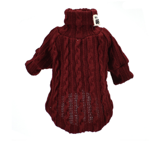 Pet Turtleneck Knitted Sweater Winter Dog Cat Keep Warm (Color: Wine Red)