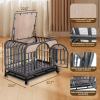 32in Heavy Duty Dog Crate, Furniture Style Dog Crate with Removable Trays and Wheels for High Anxiety Dogs