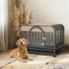 32in Heavy Duty Dog Crate, Furniture Style Dog Crate with Removable Trays and Wheels for High Anxiety Dogs