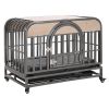 32in Heavy Duty Dog Crate, Furniture Style Dog Crate with Removable Trays and Wheels for High Anxiety Dogs