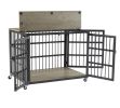 Furniture style dog crate wrought iron frame door with side openings, Grey, 38.4''W x 27.7''D x 30.2''H.